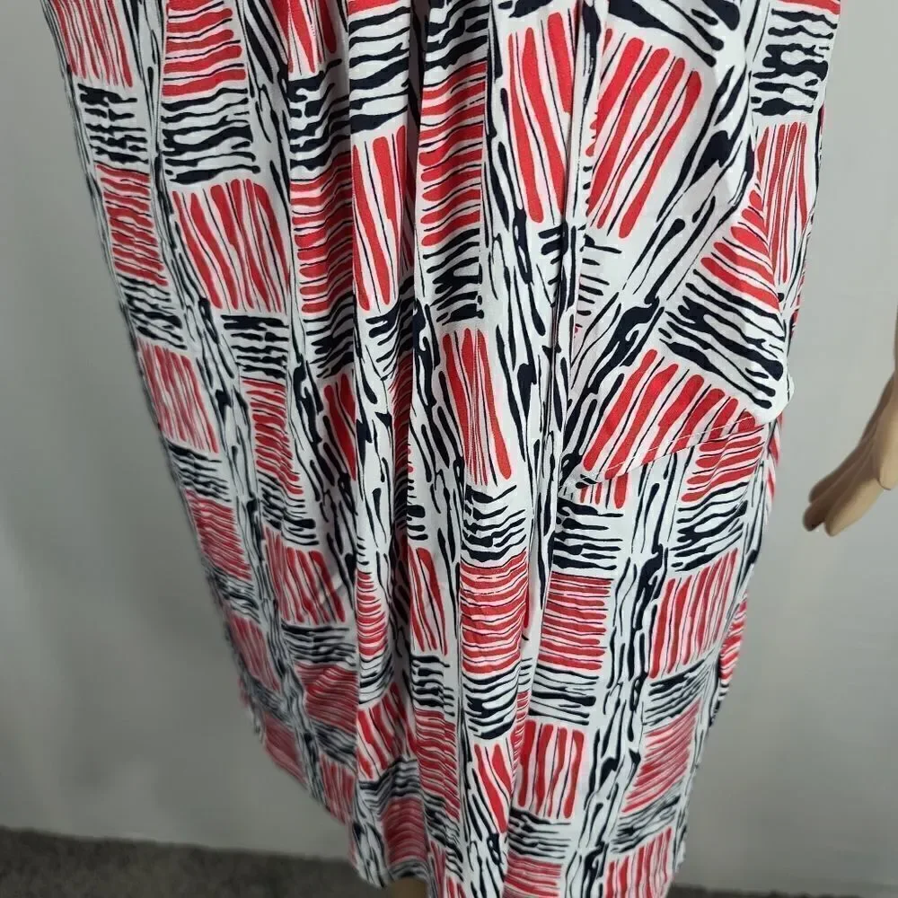 Michael Kors Red and Blue Wrap Midi Dress